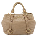 Miu Miu Hand Bag Vitellolux 2way Beige Gold Auth 202892V-2