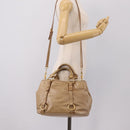 Miu Miu Hand Bag Vitellolux 2way Beige Gold Auth 202892V-23