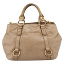 Miu Miu Hand Bag Vitellolux 2way Beige Gold Auth 202892V-3