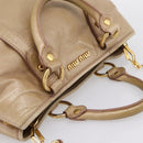 Miu Miu Hand Bag Vitellolux 2way Beige Gold Auth 202892V-6