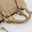 Miu Miu Hand Bag Vitellolux 2way Beige Gold Auth 202892V-7