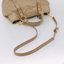 Miu Miu Hand Bag Vitellolux 2way Beige Gold Auth 202892V-9