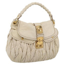 Miu Miu Matelasse Hand Bag Leather 2way Ivory Gold Auth 202893A-1