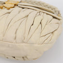 Miu Miu Matelasse Hand Bag Leather 2way Ivory Gold Auth 202893A-10