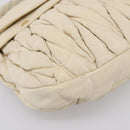 Miu Miu Matelasse Hand Bag Leather 2way Ivory Gold Auth 202893A-11