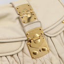 Miu Miu Matelasse Hand Bag Leather 2way Ivory Gold Auth 202893A-14