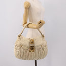 Miu Miu Matelasse Hand Bag Leather 2way Ivory Gold Auth 202893A-23
