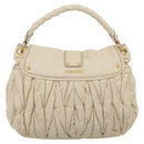 Miu Miu Matelasse Hand Bag Leather 2way Ivory Gold Auth 202893A-3