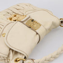 Miu Miu Matelasse Hand Bag Leather 2way Ivory Gold Auth 202893A-6