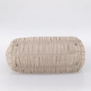 PRADA Gathered Hand Bag Leather 2way Ivory Silver Auth 202895A-13