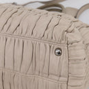 PRADA Gathered Hand Bag Leather 2way Ivory Silver Auth 202895A-14