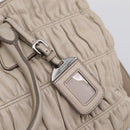 PRADA Gathered Hand Bag Leather 2way Ivory Silver Auth 202895A-18
