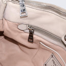 PRADA Gathered Hand Bag Leather 2way Ivory Silver Auth 202895A-24