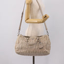 PRADA Gathered Hand Bag Leather 2way Ivory Silver Auth 202895A-31