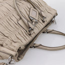 PRADA Gathered Hand Bag Leather 2way Ivory Silver Auth 202895A-6