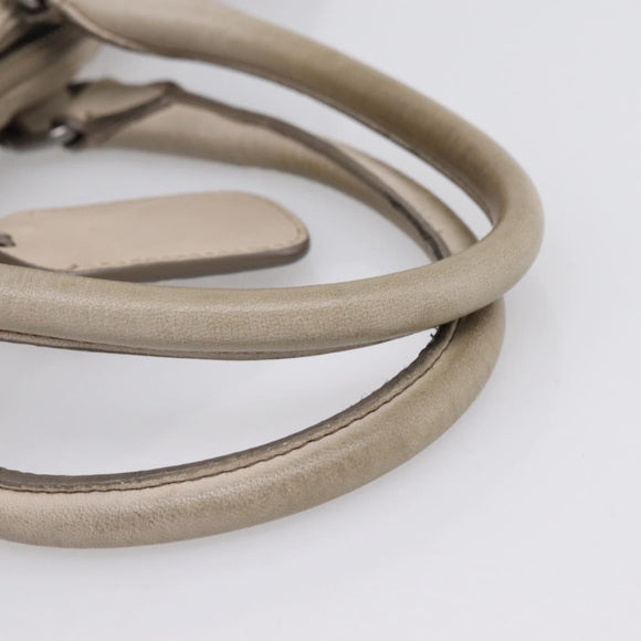 PRADA Gathered Hand Bag Leather 2way Ivory Silver Auth 202895A