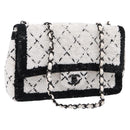 CHANEL Chain Matelasse 25 Shoulder Bag Sequin White CC Auth 202896SM-1