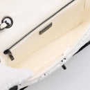 CHANEL Chain Matelasse 25 Shoulder Bag Sequin White CC Auth 202896SM-18