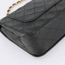 CHANEL Matelasse Chain Shoulder Bag Lamb Skin Black Gold CC Auth 202897V-13