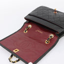 CHANEL Matelasse Chain Shoulder Bag Lamb Skin Black Gold CC Auth 202897V-15