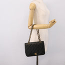 CHANEL Matelasse Chain Shoulder Bag Lamb Skin Black Gold CC Auth 202897V-24