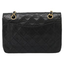 CHANEL Matelasse Chain Shoulder Bag Lamb Skin Black Gold CC Auth 202897V-3