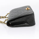 CHANEL Matelasse Chain Shoulder Bag Lamb Skin Black Gold CC Auth 202897V-4