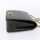 CHANEL Matelasse Chain Shoulder Bag Lamb Skin Black Gold CC Auth 202897V-5
