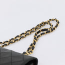 CHANEL Matelasse Chain Shoulder Bag Lamb Skin Black Gold CC Auth 202897V-8