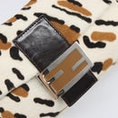 FENDI Mamma Baguette Shoulder Bag Harako leather Beige Silver Auth 202898SAM-21