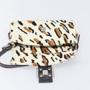 FENDI Mamma Baguette Shoulder Bag Harako leather Beige Silver Auth 202898SAM-22