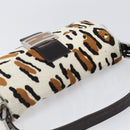 FENDI Mamma Baguette Shoulder Bag Harako leather Beige Silver Auth 202898SAM-14