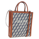 CELINE Macadam Canvas Vertical Cabas Small Hand Bag Navy Gold Auth 202902M-1