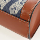 CELINE Macadam Canvas Vertical Cabas Small Hand Bag Navy Gold Auth 202902M-9