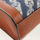 CELINE Macadam Canvas Vertical Cabas Small Hand Bag Navy Gold Auth 202902M-18