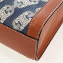 CELINE Macadam Canvas Vertical Cabas Small Hand Bag Navy Gold Auth 202902M-19