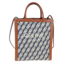 CELINE Macadam Canvas Vertical Cabas Small Hand Bag Navy Gold Auth 202902M-13