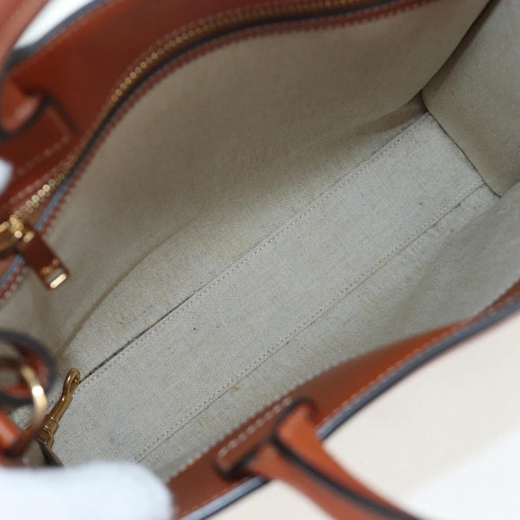CELINE Macadam Canvas Vertical Cabas Small Hand Bag Navy Gold Auth 202902M