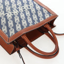 CELINE Macadam Canvas Vertical Cabas Small Hand Bag Navy Gold Auth 202902M-14