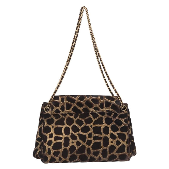 CHANEL 2.55 Chain Shoulder Bag Harako leather Brown Gold CC Auth 202903SAV