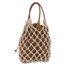PRADA Tote Bag Knitted Fabrics Beige Silver Auth 202904SAM-1