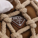 PRADA Tote Bag Knitted Fabrics Beige Silver Auth 202904SAM-17