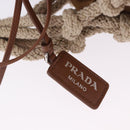 PRADA Tote Bag Knitted Fabrics Beige Silver Auth 202904SAM-19