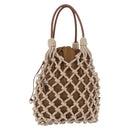 PRADA Tote Bag Knitted Fabrics Beige Silver Auth 202904SAM-13