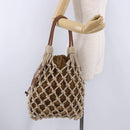 PRADA Tote Bag Knitted Fabrics Beige Silver Auth 202904SAM-22