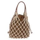 PRADA Tote Bag Knitted Fabrics Beige Silver Auth 202904SAM-2