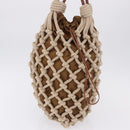 PRADA Tote Bag Knitted Fabrics Beige Silver Auth 202904SAM-3