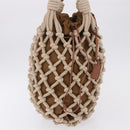 PRADA Tote Bag Knitted Fabrics Beige Silver Auth 202904SAM-4