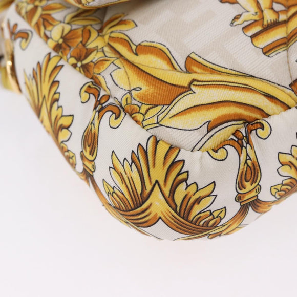 FENDI Zucca Canvas Mamma Baguette Bag Nylon FENDACE Beige Gold Auth 202905SAM