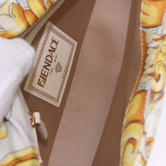 FENDI Zucca Canvas Mamma Baguette Bag Nylon FENDACE Beige Gold Auth 202905SAM